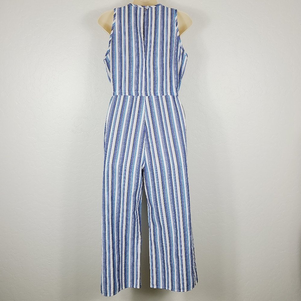 DREW Seersucker Striped Cropped Jumpsuit - Picture 3 of 5